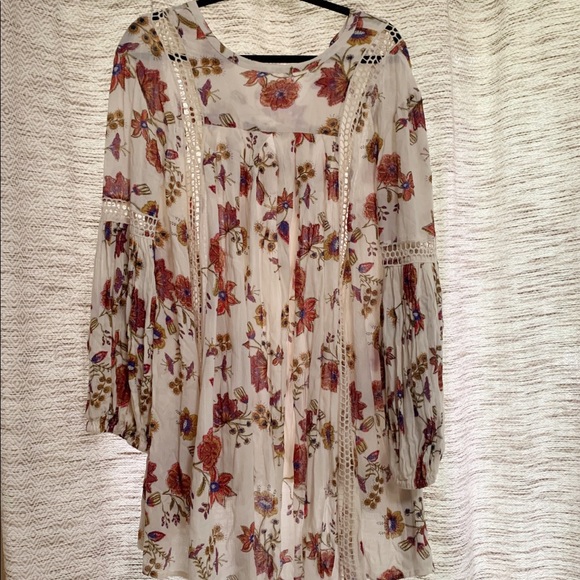 EUC Free People boho floral flowy tunic top - Picture 5 of 9